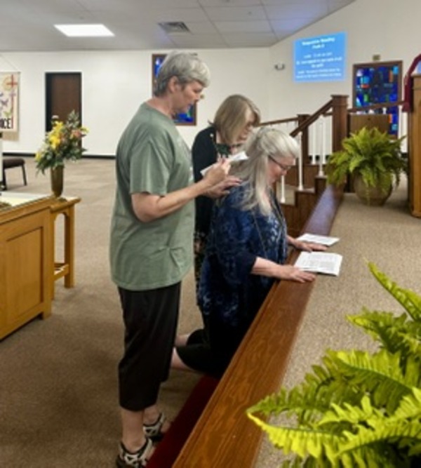 Celebrating reappointment of Rev. Michelle during worship at EFUMC