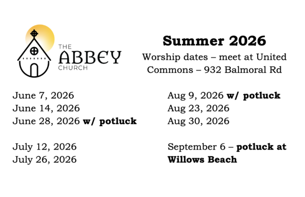AbbeyChurch Summer 2026 Worship Schedule