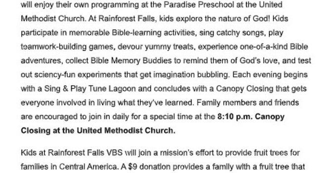 VBS: "Exploring the Nature of God"
