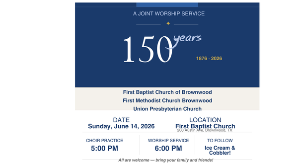 150 Year Joint Worship Service