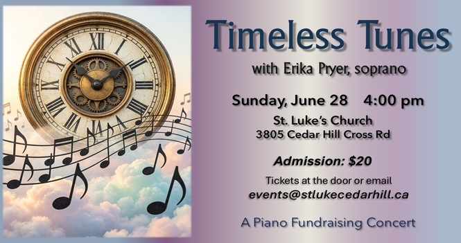 Save the Date for Timeless Tunes, a Concert featuring Erika Pryer, Soprano