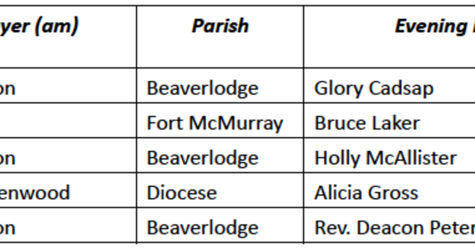 Diocesan Facebook Prayer Schedule image