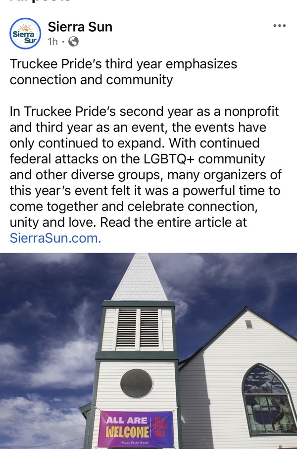 Showing Up for Love: Church of the Mountains Featured in Sierra Sun for Pride Week