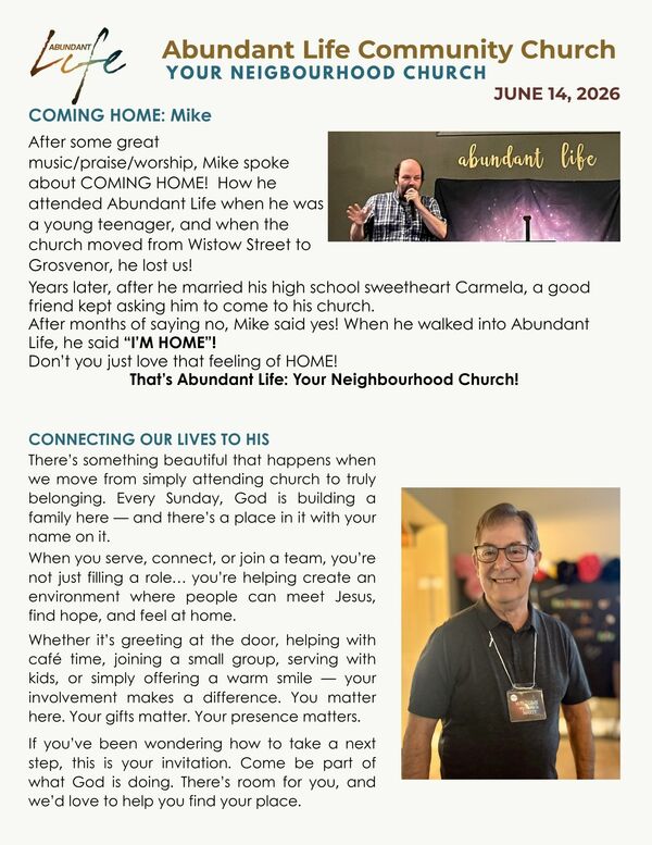 The Events & Happenings of the Abundant Life