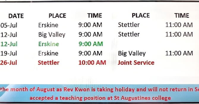 Updated July Schedule image