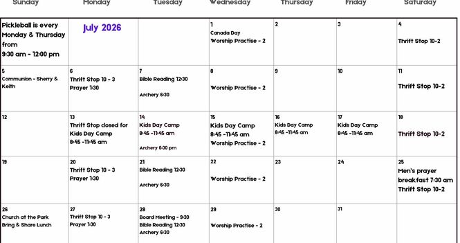 July Calendar