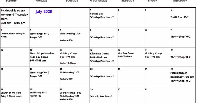 July Calendar