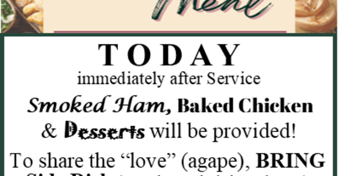 AGAPE MEAL ~ TODAY!! image