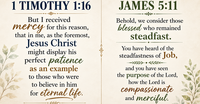1 Timothy 1:16  & James 5:11 image