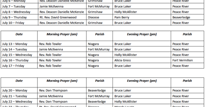 Diocesan Facebook Prayer Schedule image