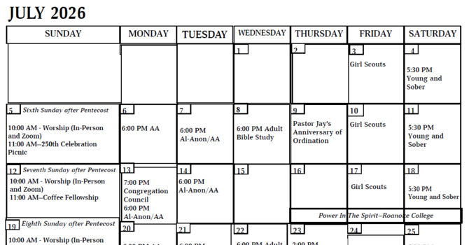 Calendar - July 2026 image