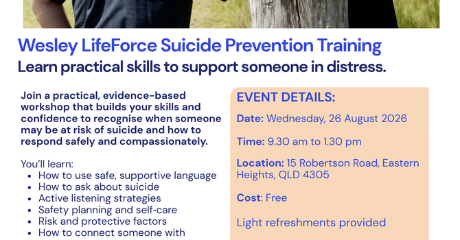 Free Wesley LifeForce Suicide Prevention Training