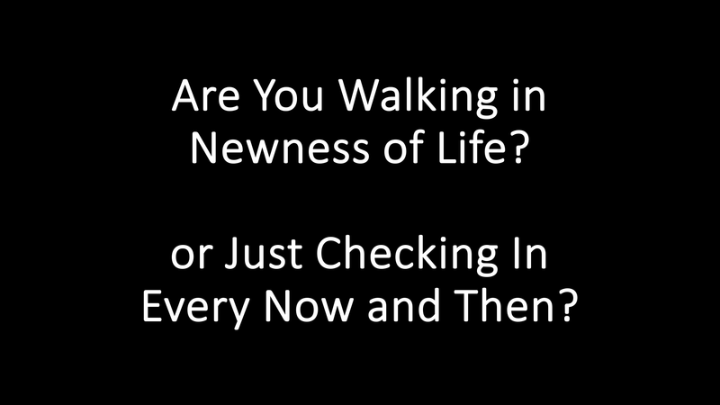 Are You Walking In The Newness of Life or Just Checking In Every Now and Again? 