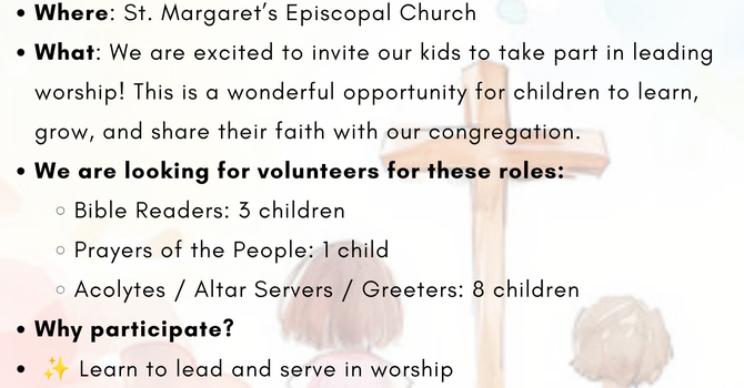 Blessing of the Backpacks Children's Service