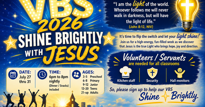 VBS 2026 SHINE BRIGHTLY WITH JESUS