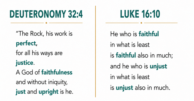 Deuteronomy 32:4 & Luke 16:10 image