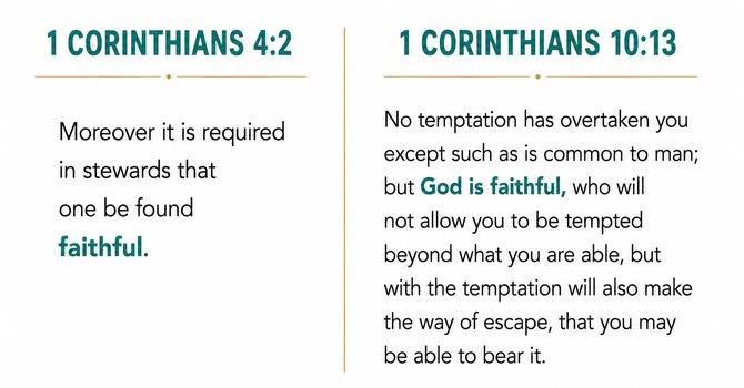 1 Corinthians 4:2 & 1 Corinthians 10:13 image