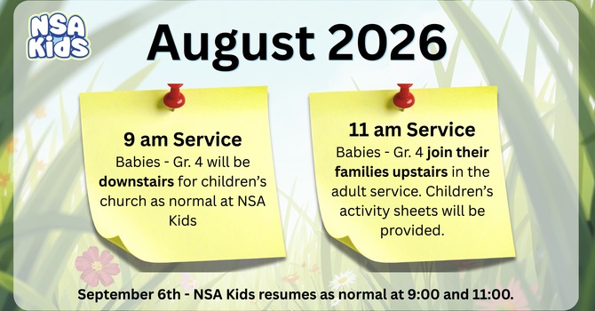 NSA Kids August Schedule image