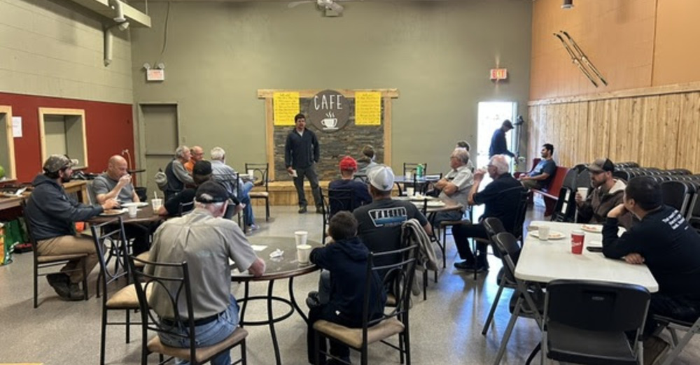 Men's breakfast and work day
