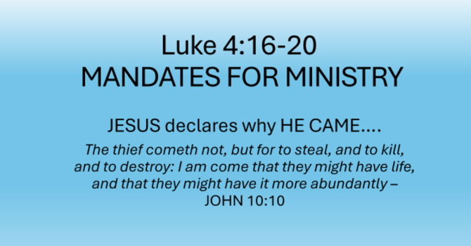 Mandates for Ministry