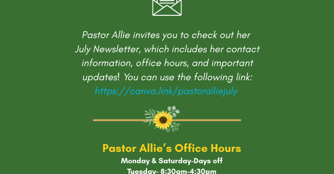 Pastor Allie's July Newsletter image
