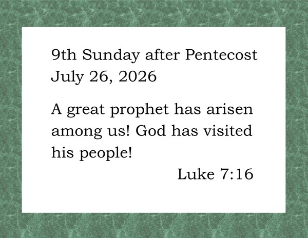 9th Sunday after Pentecost
