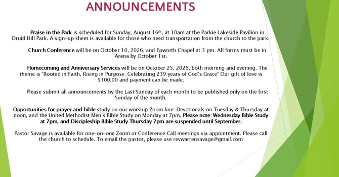 Weekly Announcements image