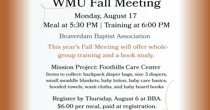 BBA WMU Ladies Fall 2026 Meeting/Training