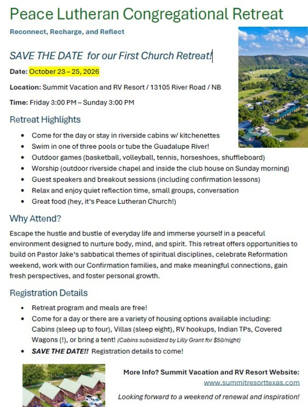 Peace Lutheran Congregational Retreat
