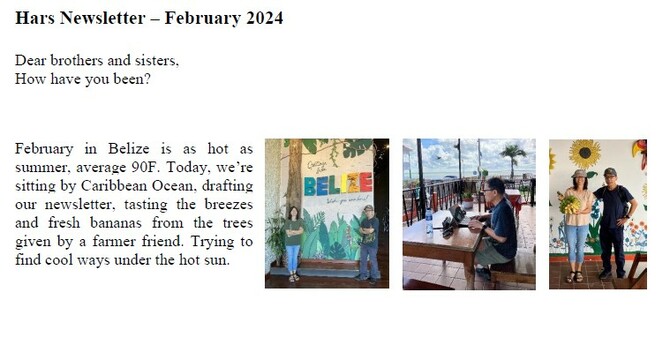 Belize Ministry Update - Feb 2024