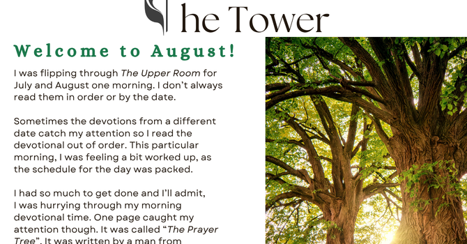 August 2026 Tower Newsletter/August Church Calendar  image