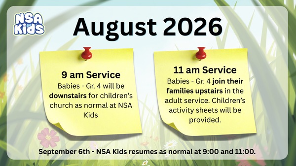 NSA Kids August Schedule