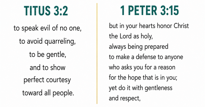 Titus 3:2 & 1 Peter 3:15  image