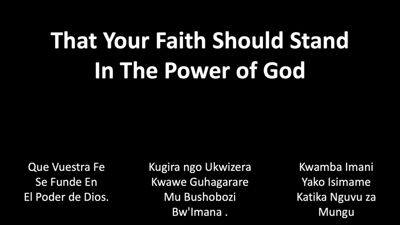 That Your Faith Should Stand in the Power of God