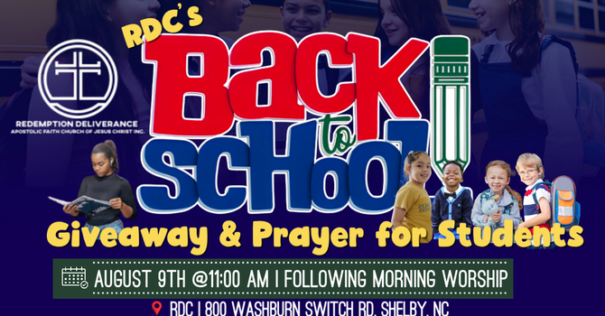 Back to School Giveaway & Prayer August 9th | Following 11:00AM Service image