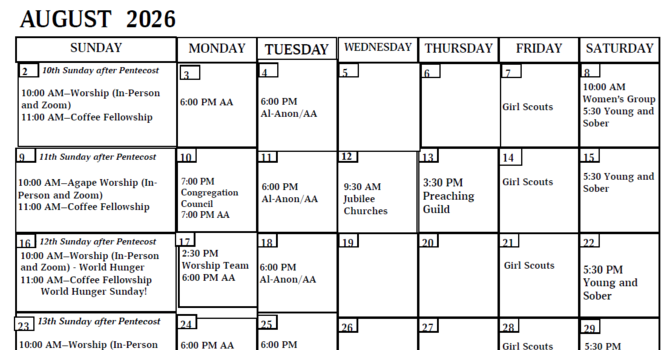 Calendar - August 2026 image