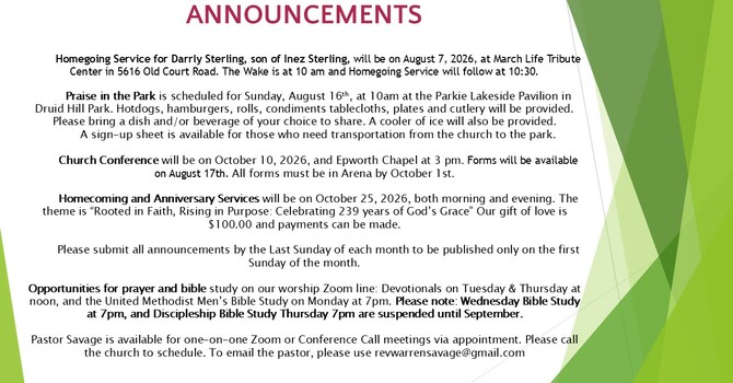 Weekly Announcements image