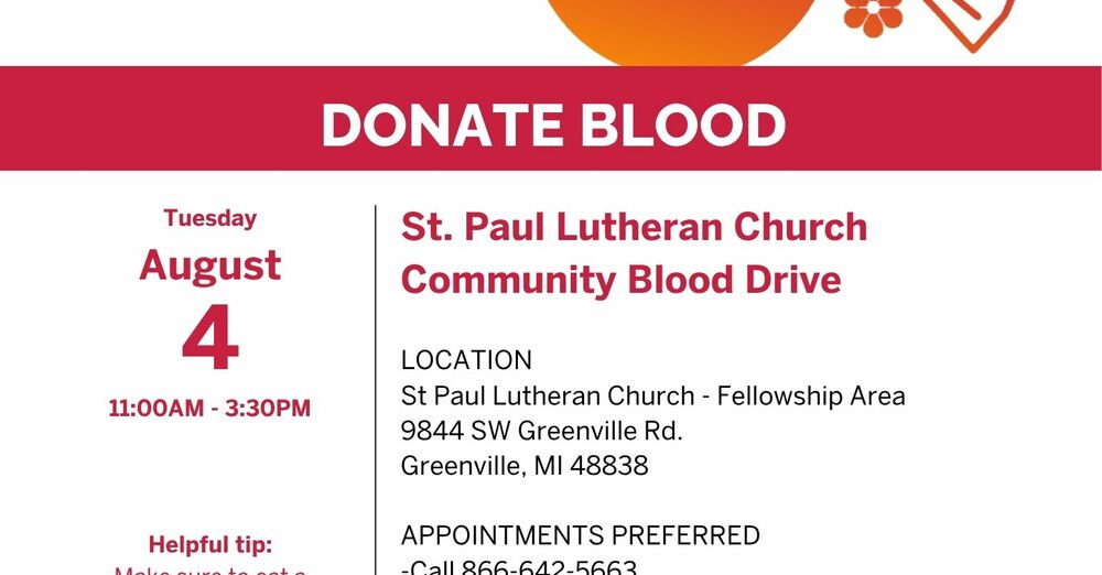  St. Paul Lutheran Church Community Blood Drive