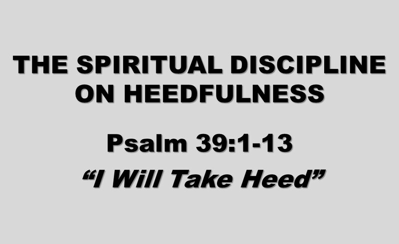 "I WILL TAKE HEED"
