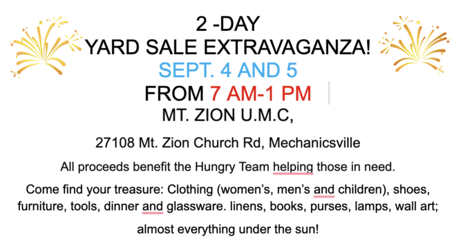 Hungry Team Yard Sale