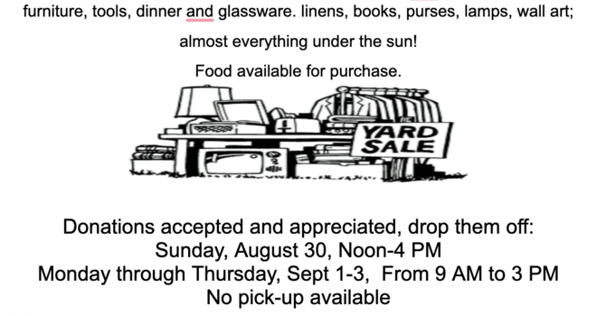 Hungry Team Yard Sale Donation Drop off 