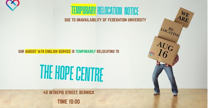 AUGUST 16th CLIC ENGLISH SERVICE WILL BE HELD AT THE HOPE CENTRE, BERWICK 