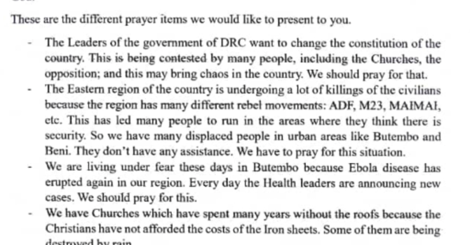 A Prayer Request from the Diocese of North Kivu, Congo image