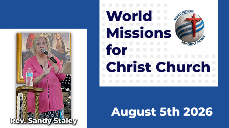 August 5th 2026 Rev. Sandy Staley