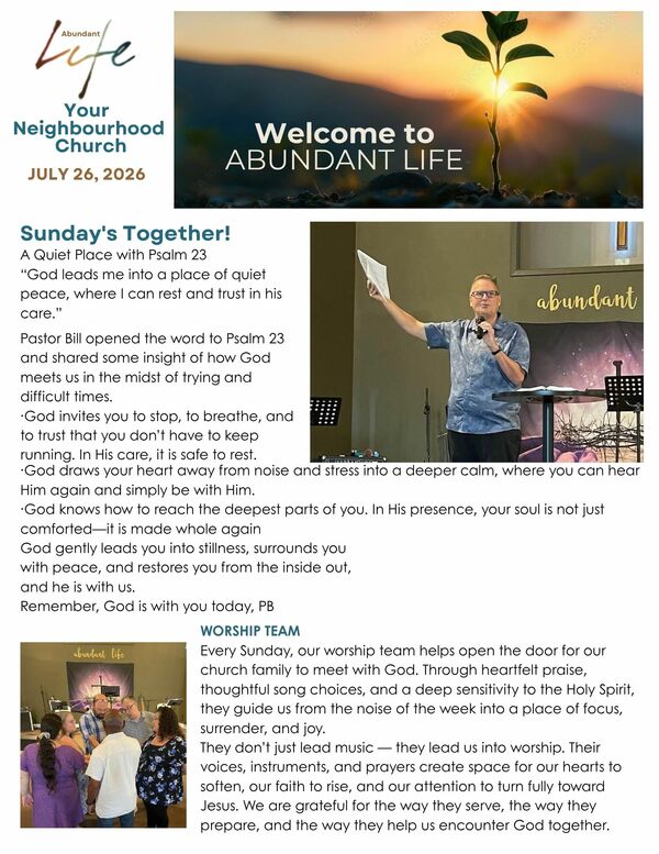 The Events & Happenings of the Abundant Life