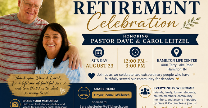 Celebrating Pastor Dave & Carol Leitzel