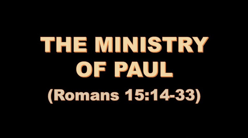 THE MINISTRY OF PAUL