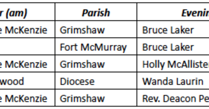 Diocesan Facebook Prayer Schedule