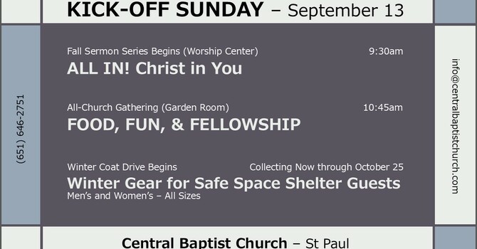 Fall Kick Off Sunday 2026!