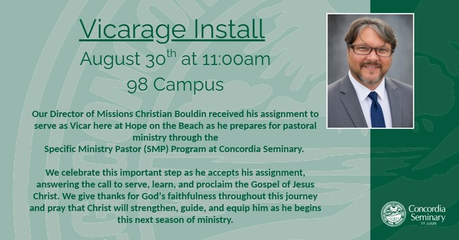 Vicar Install 98 Campus Aug 30th 11am